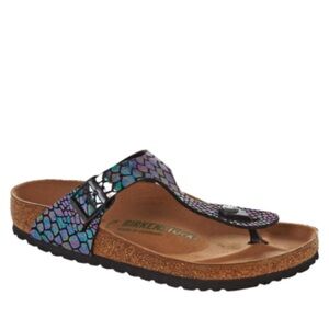 Birkenstock Gizeh Metallic Crocodile Print Sandals | Women’s Size 41